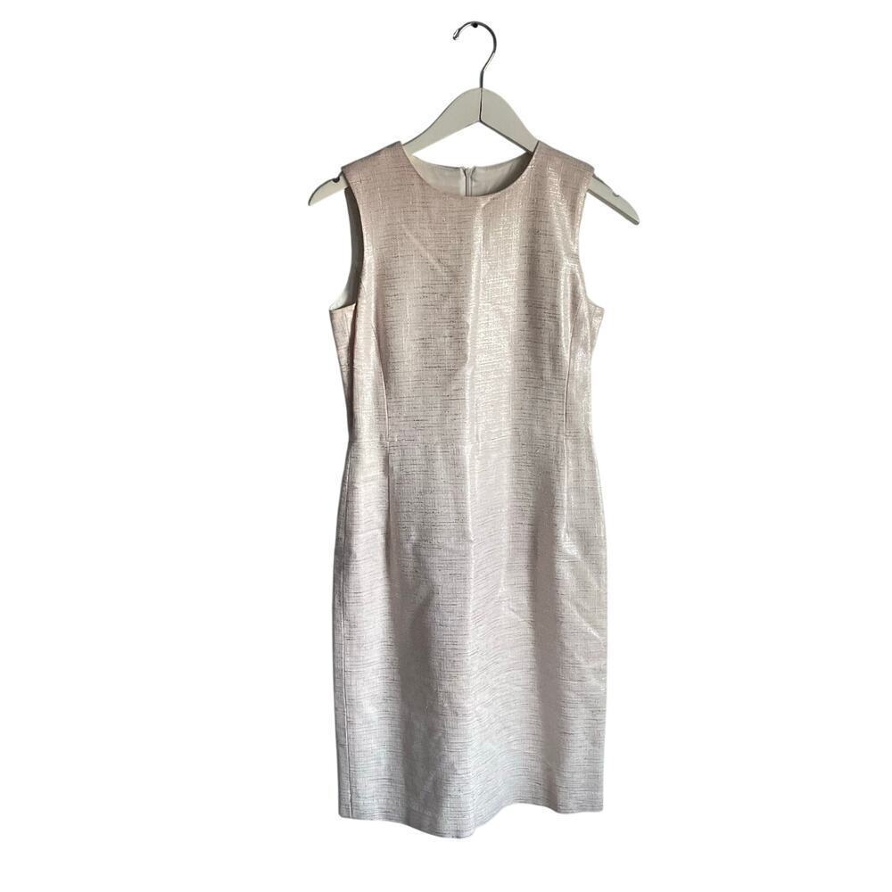 Vintage Barney's New York Baby Pink Sparkly Shimmer Tweed Shift Sheath Dress S